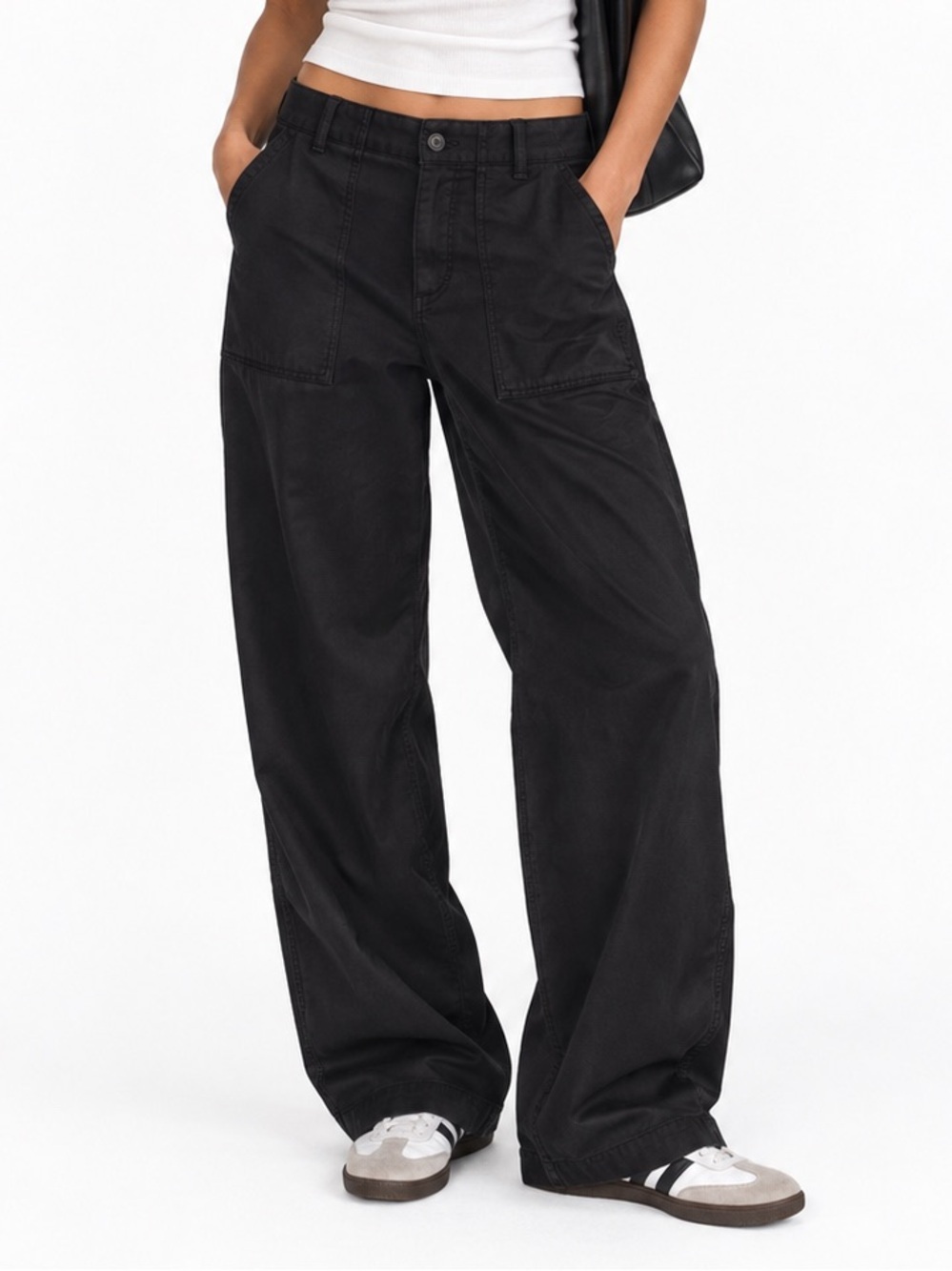 Buck Mason Cargo Pants High Rise Relaxed Reverse Sateen Utility Baggy Loose Army
